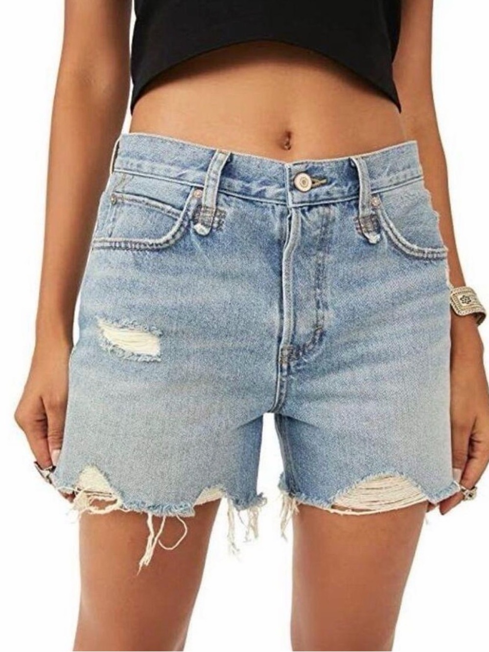 FREE PEOPLE “Makai” cut off distressed shorts